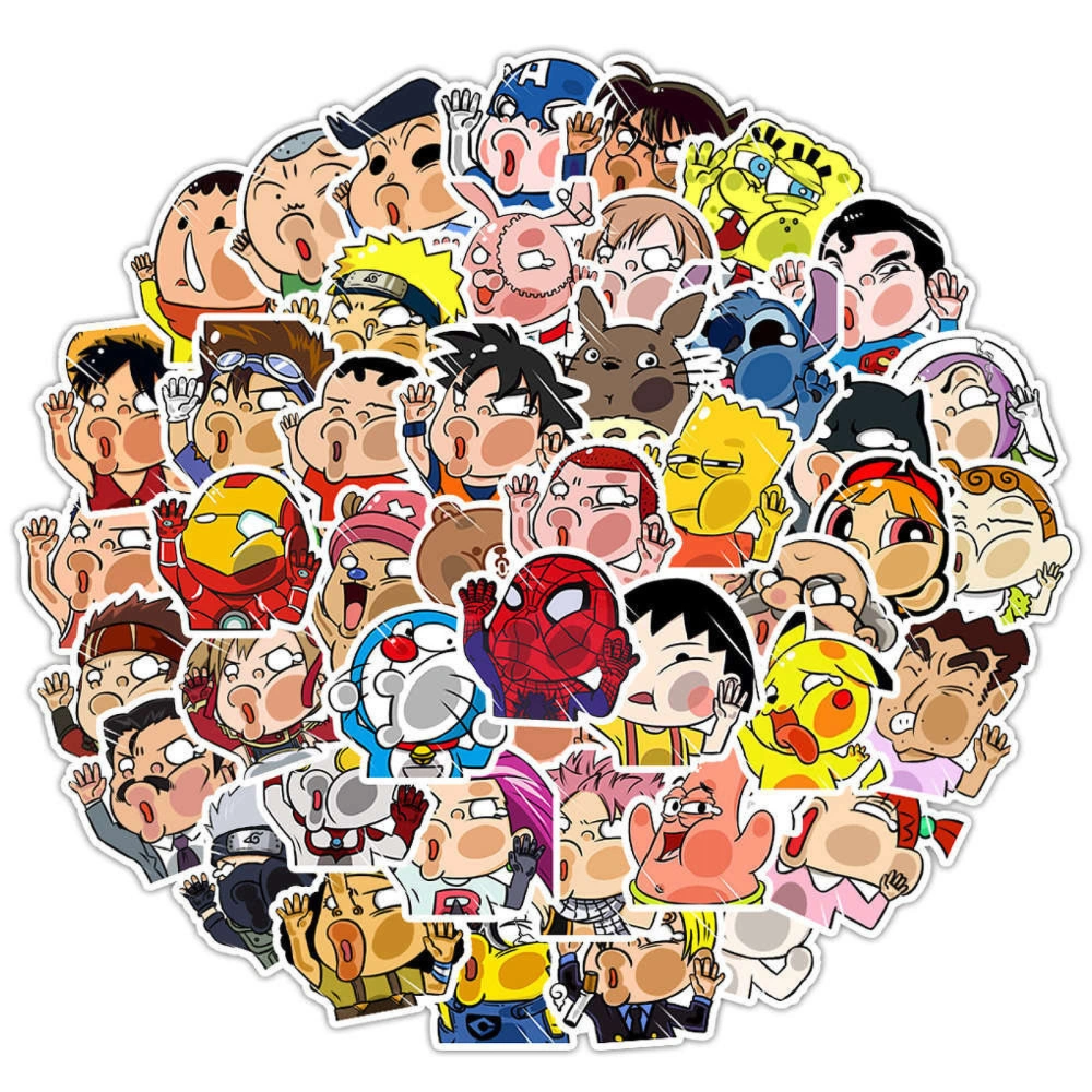 BuyWeek 50pcs Car Decorative Sticker Waterproof Cute Cartoon Decals for Luggage Laptop Bicycle