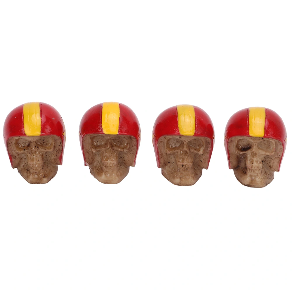 4pcs Car Tire Valve Stem Cap Cover Skull Shape Universal ABS Copper Rustproof for SUVs TrucksRed