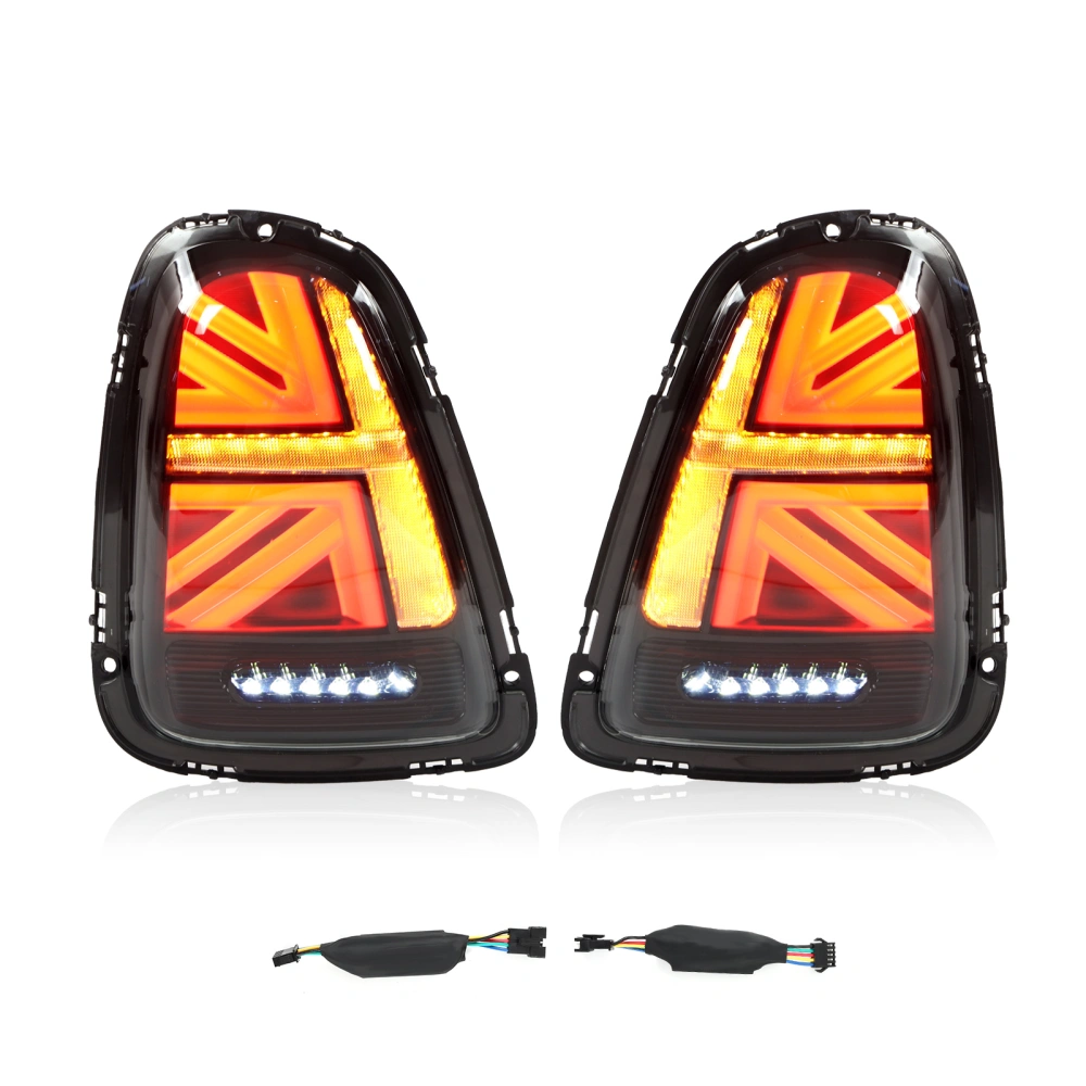 JCW Union Jack Dynamic Full LED Tail Lights Light Smoke Lens Replacement for Cooper R56 R57 R58 R59 2007‑2015