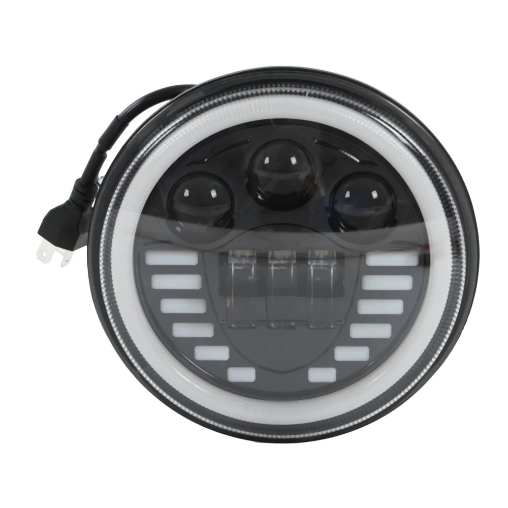 BuyWeek 7in Motorcycle LED Angel Eye Headlight High Low Beam White Light Waterproof Universal Modification