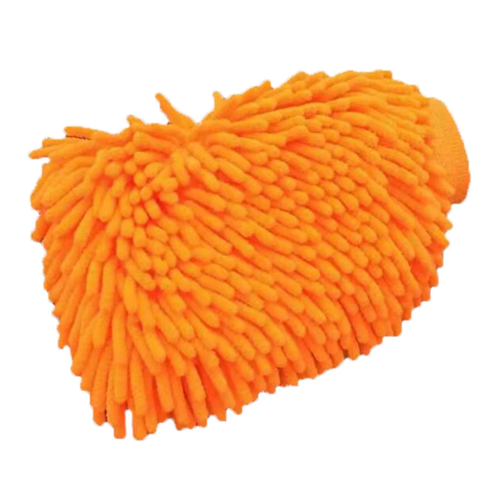 Car Wash Glove Chenille Fleece Cleaning Cloth Soft Double Sided Universal Scratch ResistantOrange