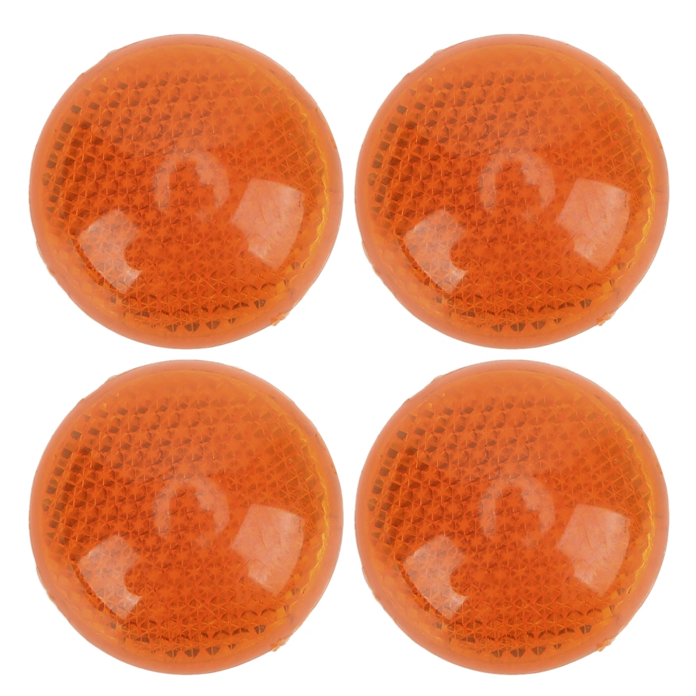 4Pcs/Set 1.65in Orange Round Reflector Reflective Sticker High Visibility Warning Weatherproof for Motorcycle Car Truck