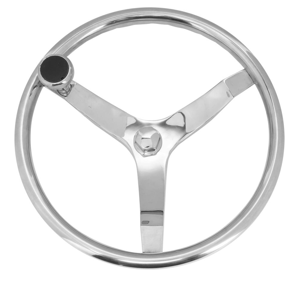 13.5in Boat Steering Wheel 3 Spoke Stainless Steel Rustproof Weatherproof Marine Hardware Accessories