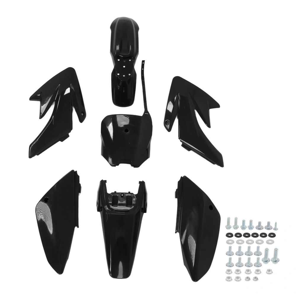 Motorcycle Mudguard Body Fairing Kit ABS Plastic Wear Aging Resistant Replacement for CRF 70Black