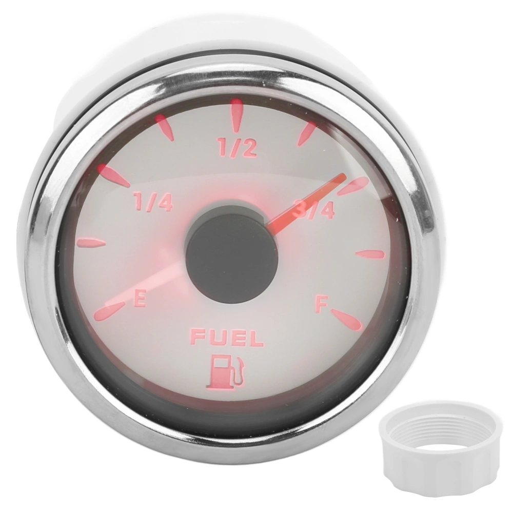 52MM Fuel Level Gauge 0‑190Ω Fuel Tank Meter with 7 Color Backlight for Car Boat RV YachtWhite