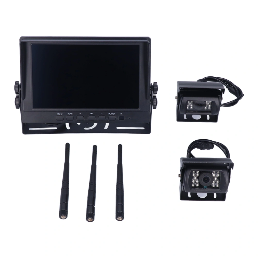 8in Backup Blind Spot Image LCD Screen Side View Camera Set Night View IP68 Waterproof for Trucks Trailers