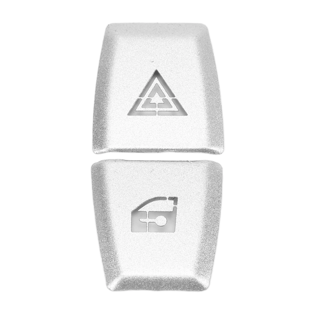 2 Pcs Double Flash Switch Button Sticker Decorate Patch Silver Aluminium Alloy Car Adaptations Replacement for X3 E83 2006‑2010