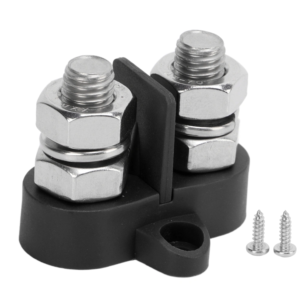 M10 3/8in Power Distribution Terminal Block Dual Isolated Stud for Car Trailer Boat DC 48VBlack