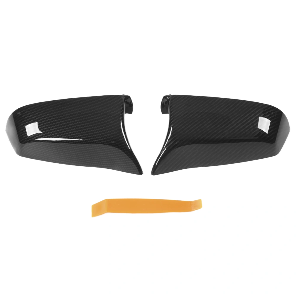 2pcs Side Door Mirror Cover Left Right 51167187431 Replacement for E60 E61 F10 F11 F01 F02 2008‑2013Carbon Fiber Style