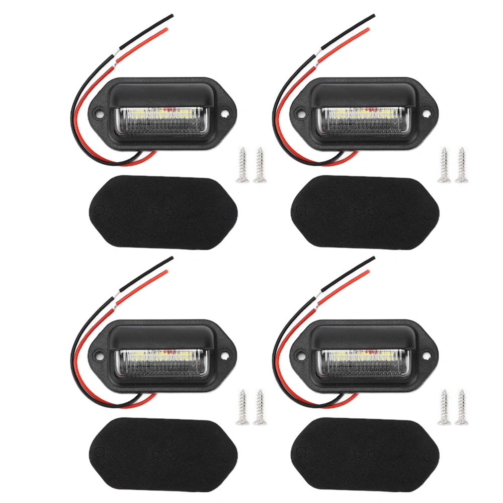 4pcs 12V 6LED License Plate Lamps High Brightness White Light Waterproof for Car