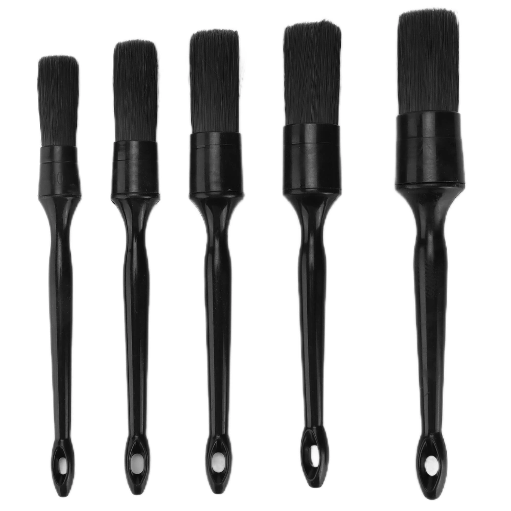 5PCS/Set Car Cleaning Detailing Brush Set Black Pure Mane Microfiber Microfilament Maintenance Tool