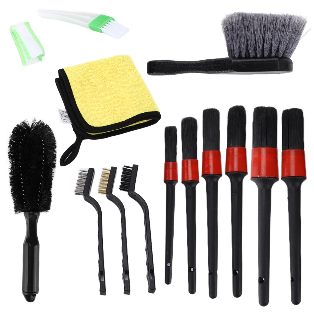 14pcs Car Detailing Brush Kit Microfiber Cloth for Cleaning Wheel Interior Dashboard Engine