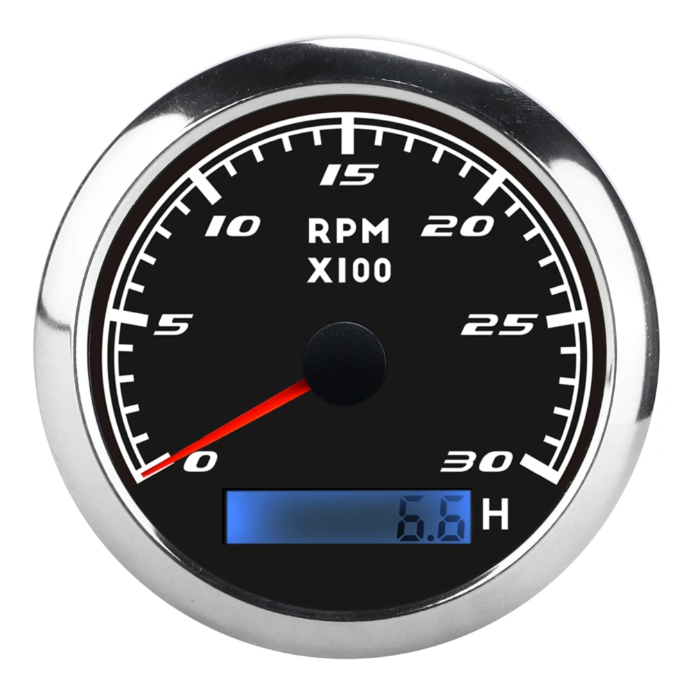 85mm Pointer Tachometer RPM Tacho Gauge IP67 Stainless Steel Universal for Car Boat MarineBlack