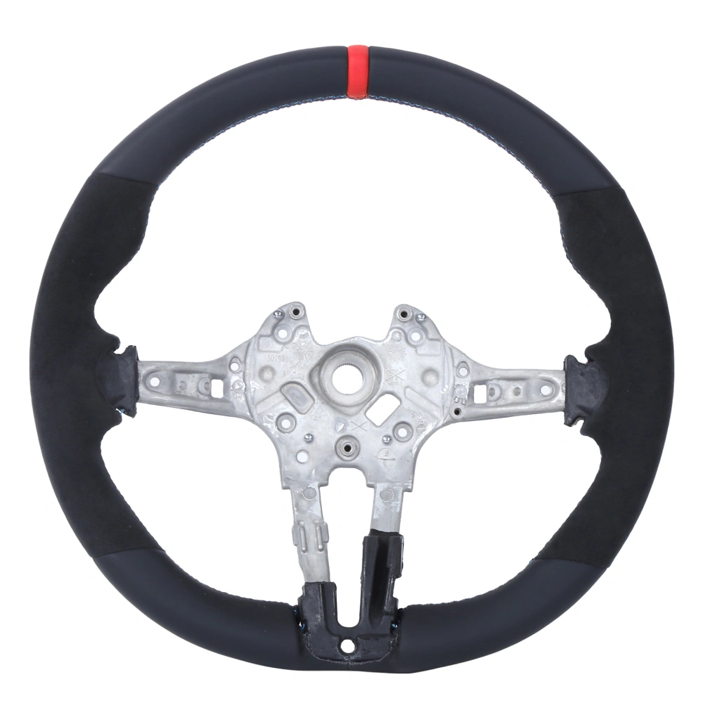 For M Performance V2 Flat Bottom Nappa Suede Steering Wheel Replacement for F8X M2 M3 M4(Red 12 O-Clock Ring )