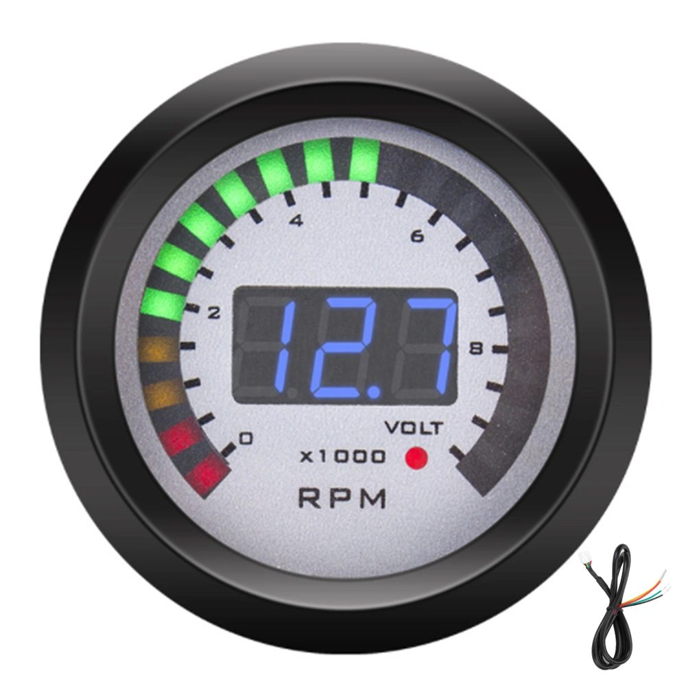 Digital Tachometer 52mm/2in 0‑9999 RPM Replacement for 12V 4/6/8 Cylinder Gasoline Vehicles