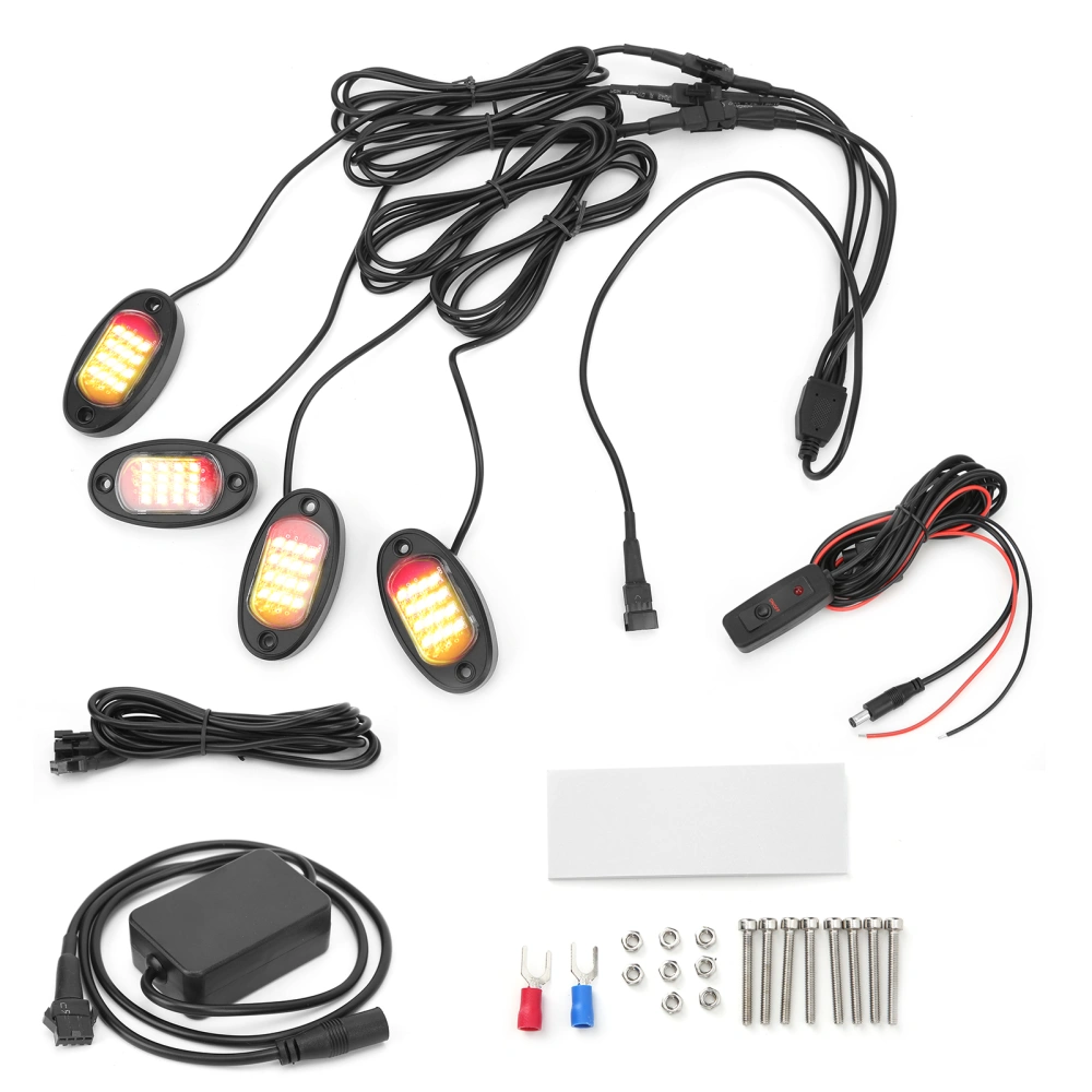 LED Rock Light Kit 1V4 Bluetooth Remote Control Neon Waterproof Music Lamp for Car OffRoad Truck Chassis