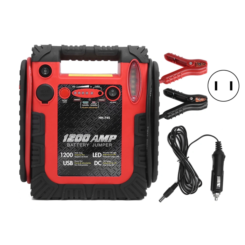 DC 12V Car Jump Starter Portable Intelligent LED Emergency Illumination Power SupplyUS Plug 110‑220V