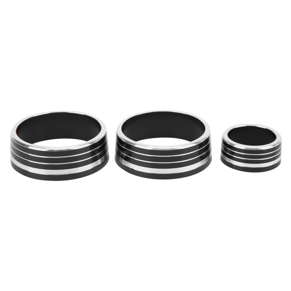 3pcs Air Conditioning Knob Trims Rings Black Aluminum Alloy Decor Replacement for Honda VEZEL XRV