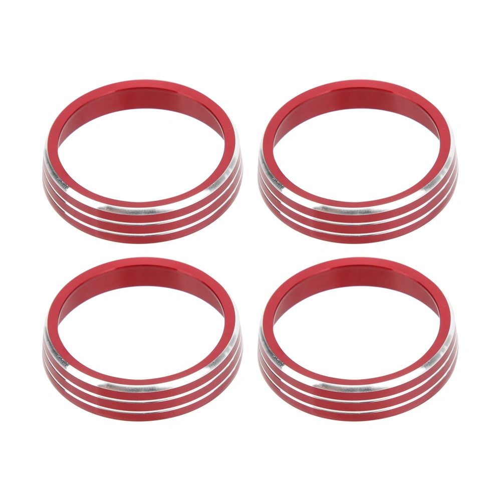 4pcs A/C Air Vent Knob Trims Rings Red Aluminum Alloy Decor Replacement for Honda VEZEL XRV