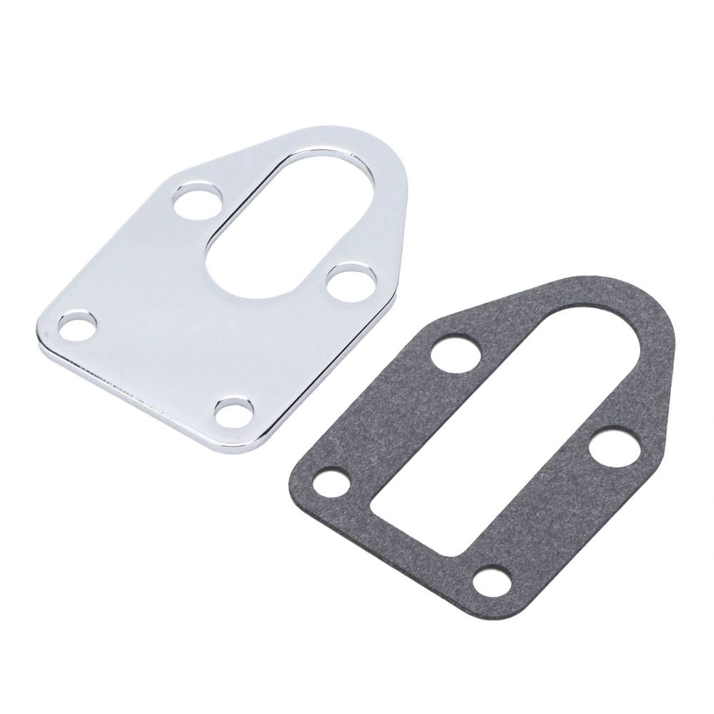 BuyWeek Fuel Pump Mounting Plate with Holes Chrome‑Plated Replacement for Small Block Chevy 283 305 327 350 383 400 Engines