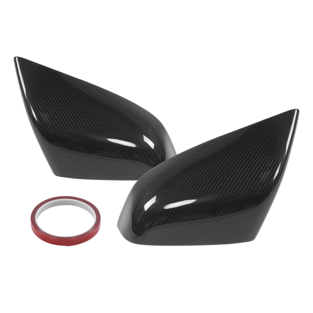 Pair Rearview Mirror Cover Trim Dry Carbon Fiber Decor Fit for TESLA MODEL S 2012‑2021Glossy Carbon Fiber Texture