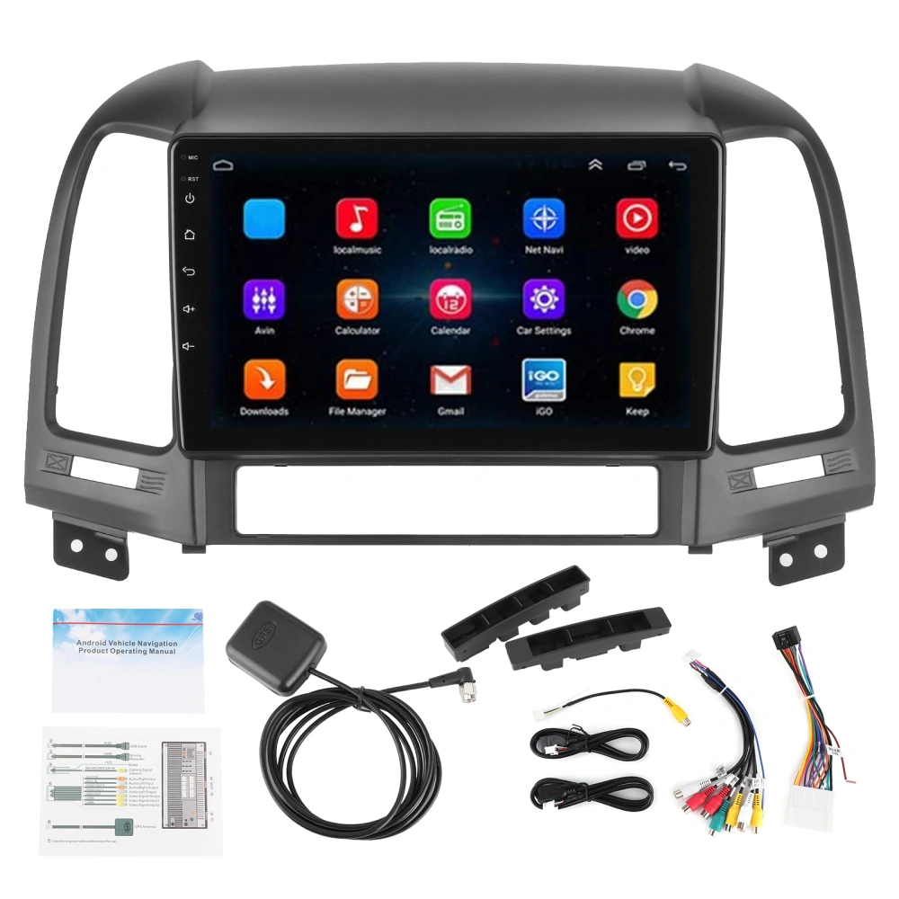 9in Car Navigator GPS Kit WIFI Bluetooth 4.0 for Android 10.0 Fit for Hyundai Santa Fe IX45 2006‑20122+32G