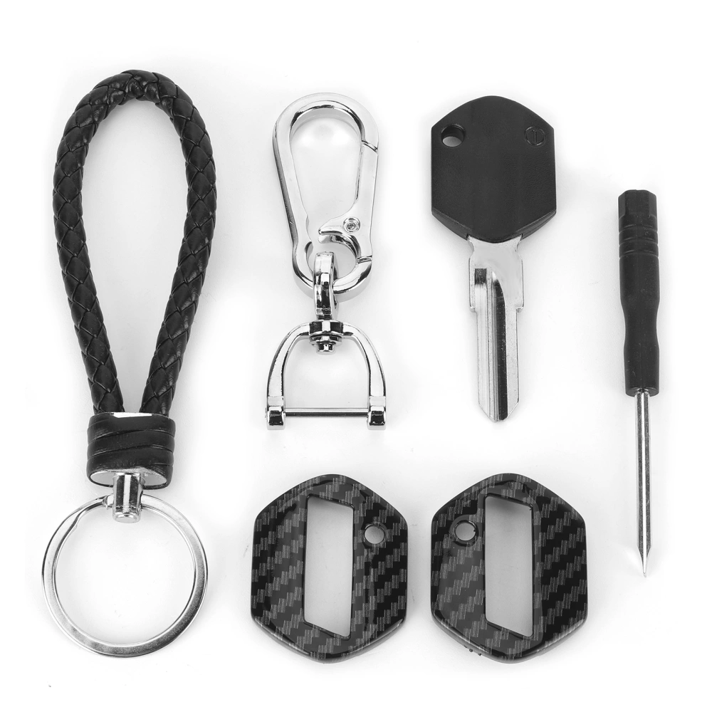 Motorcycle Uncut Ignition Keys Kit with Carbon Fiber Style Shell Copper Blade Spare Key