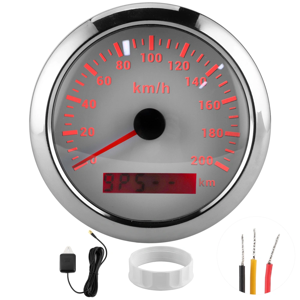 85mm GPS Speedometer 200km/h Odometer Waterproof for Boat Car Yacht MotorcycleWhite Dial