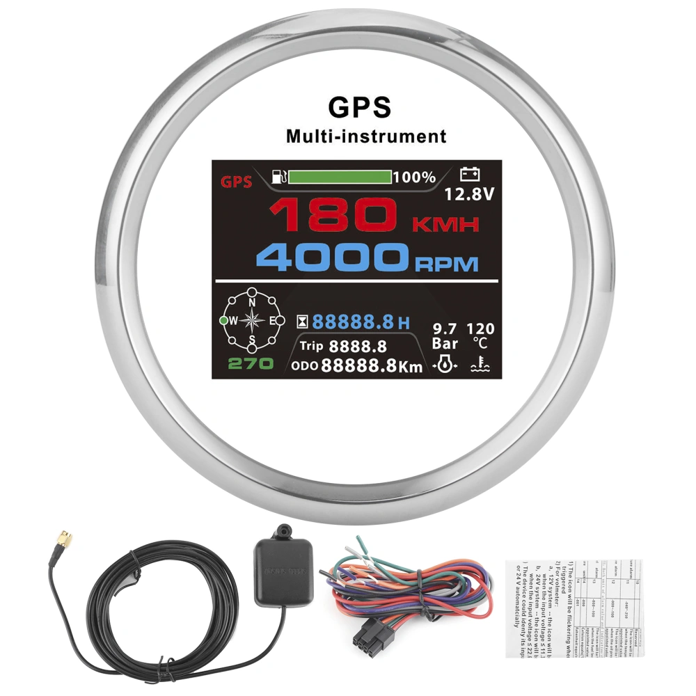 Multifunctional Meter 85mm GPS TFT Color Display Digital Gauge Voltmeter Odometer Speedometer for Boats Yacht