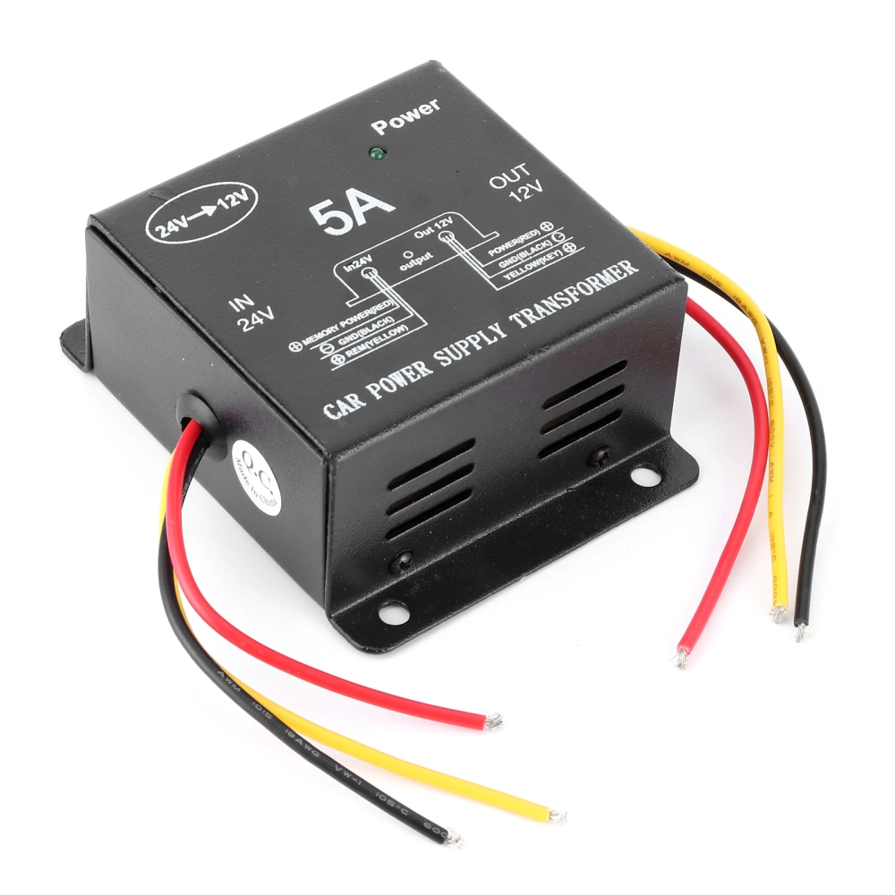 5A Power Converter 24V to 12V Buck Transformer for Truck RV Yacht Audio Navigation Refit