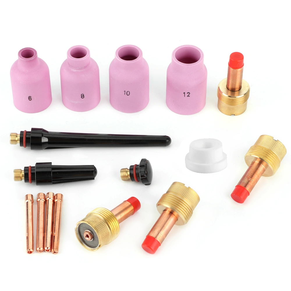 16pcs/set Ceramic Nozzle Gas Lens Kit TIG Welding Gun Consumables for Torch 17/18/26