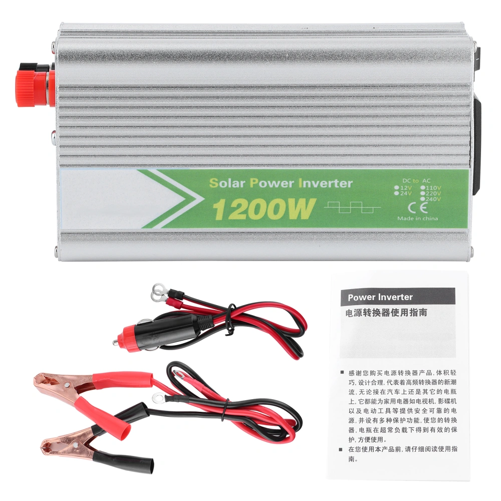 1200W Car Power Voltage Inverter DC12V to AC220V Correction Waves Low Noise with LED Indicator