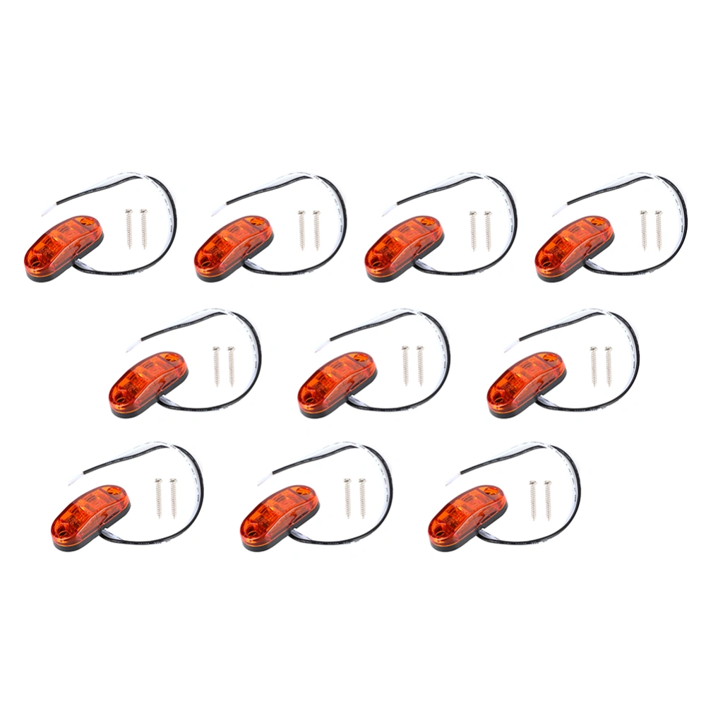 10pcs 2.5in 2LED Side Marker Light Oval Super Bright Waterproof Lamp for Car Trailer TruckAmber