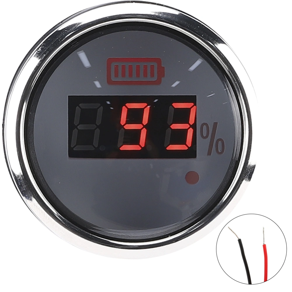 52Mm 2in Battery Digital Gauge Waterproof AntiFog Meter 12V with Smart Alarm for Ships Electric Vehicles Boats(White Dial )