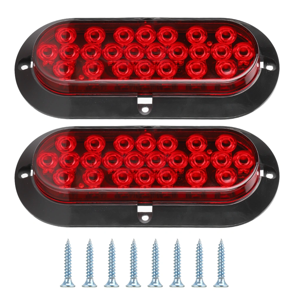 2PCS 6in 24LED Oval Red Brake Taillight Waterproof Rear Lamp for Truck Trailer 12V