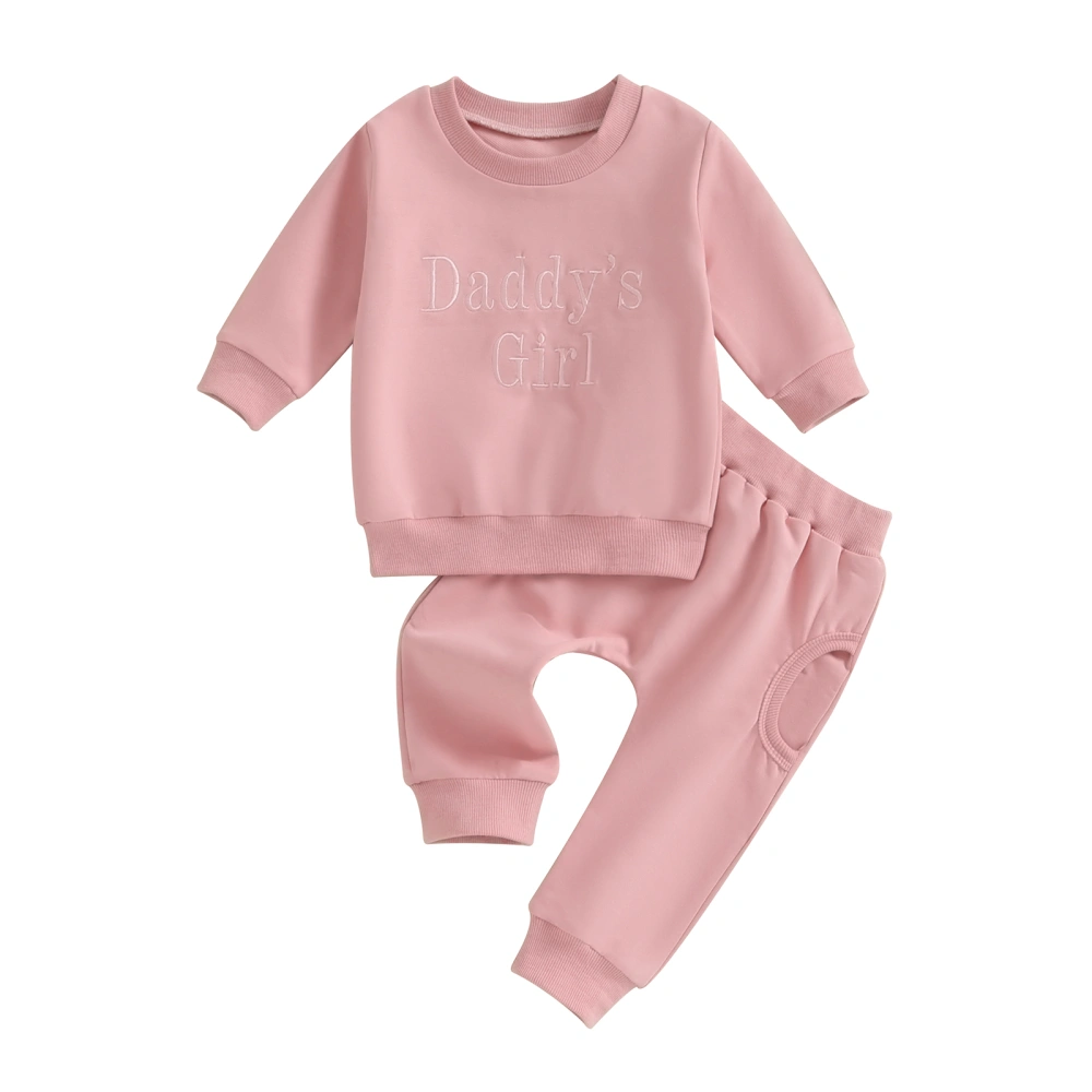 Toddler Girl Long Sleeve Letter Print Sweatshirt Solid Color Pants Set