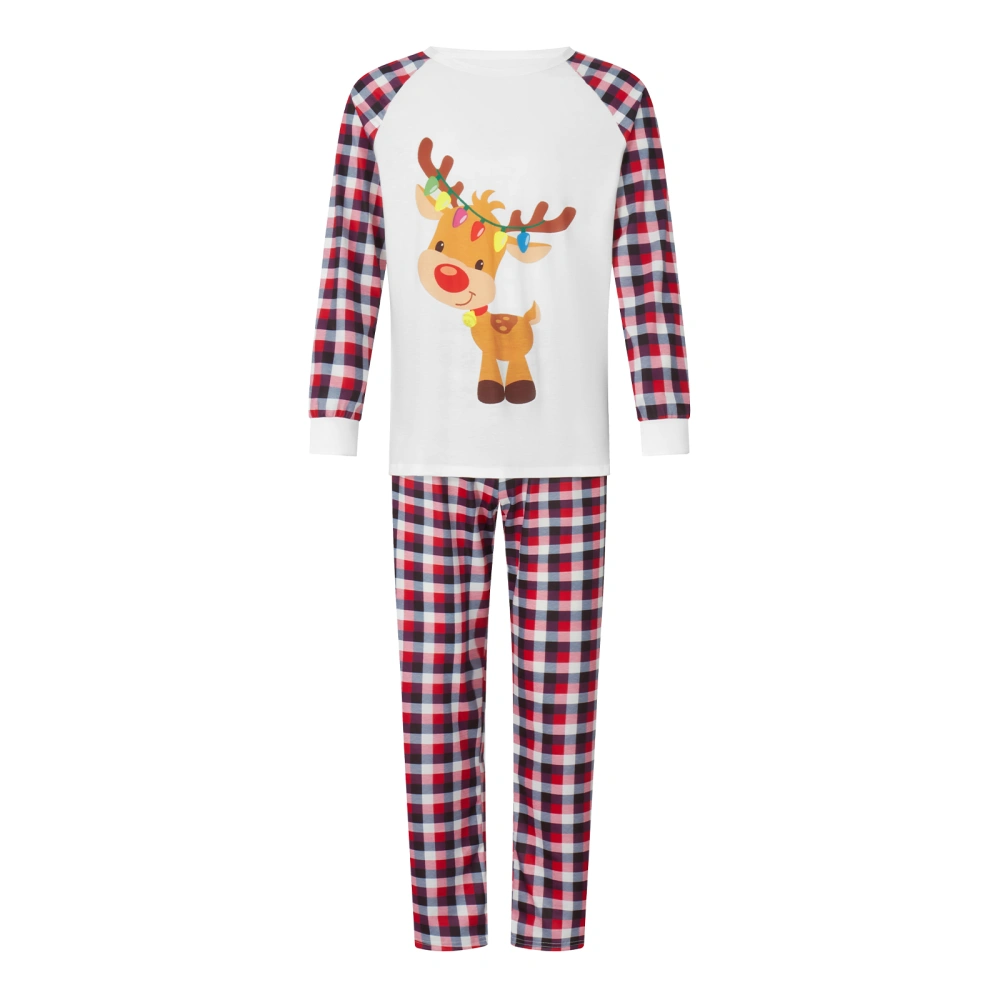 Christmas Pajamas for Family Cartoon Reindeer Print Tops + Pants Set