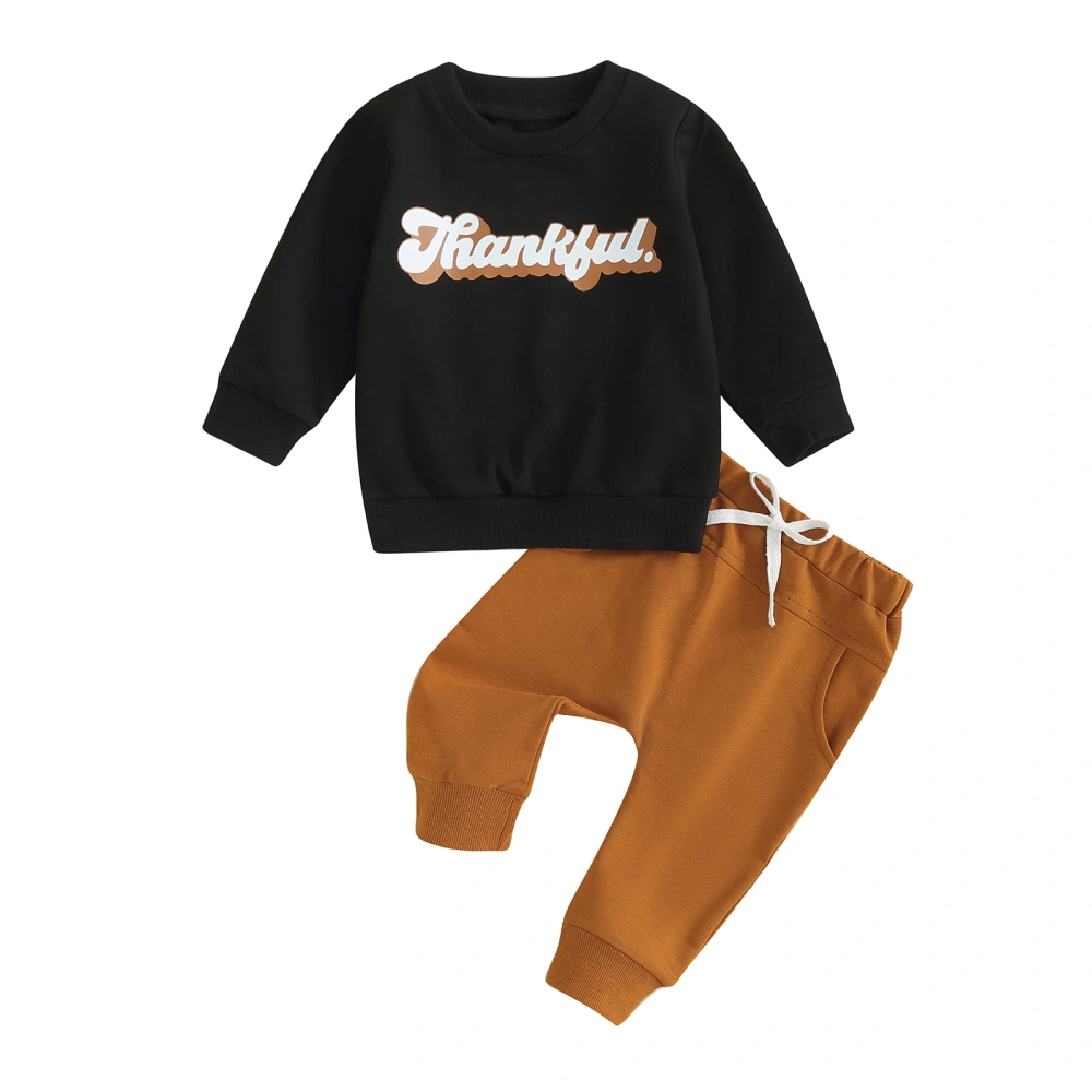 Toddler Boys Thanksgiving Outfits Letter Print Sweatshirts Pants