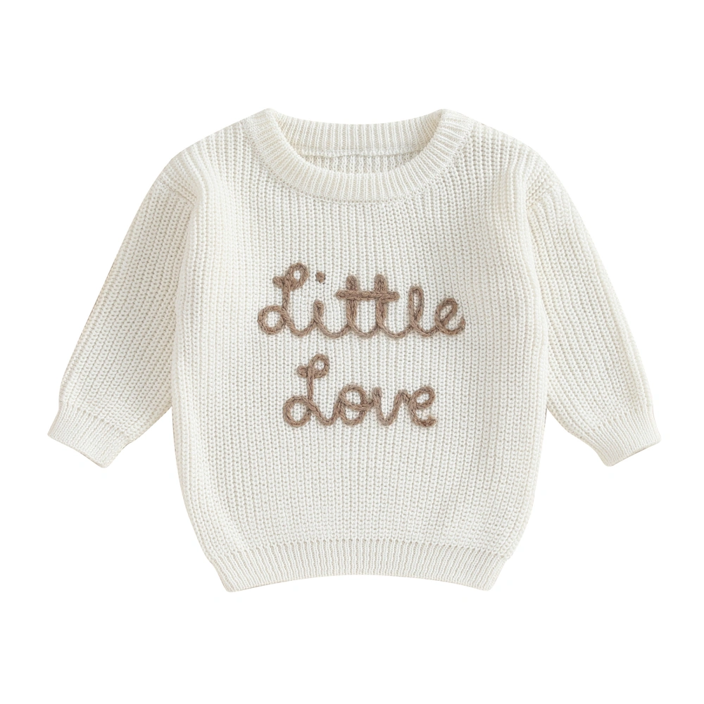 Baby Girl Sweater, Long Sleeve Crew Neck Letters Warm Knit Pullover