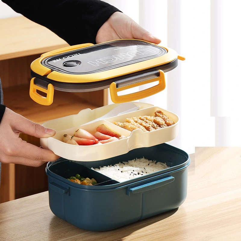 Thickened PP Plastic Material Compartmentalized Double-layer Lunch Box