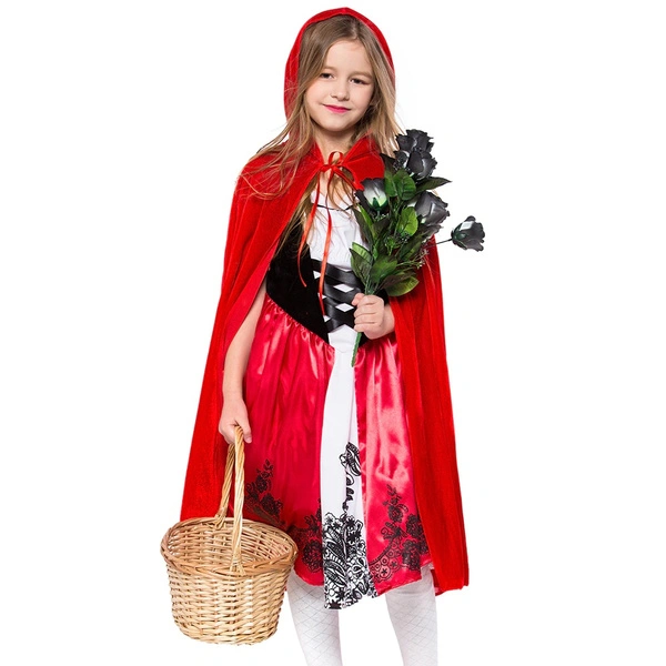 Girl Dresses Cloak Little Red Riding Hood Cosplay Costume Child Clothing Princess Halloween Stage Dress Clothes for Children