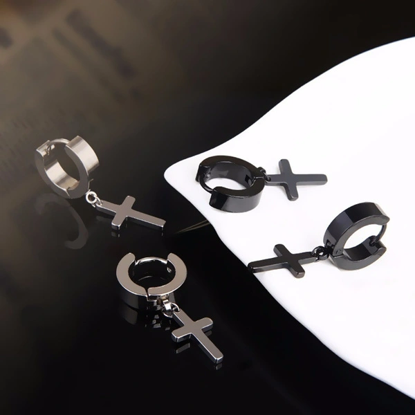 Rock Stainless Steel Cross Earrings Anti-allergy Punk Jewelry Gift Unisex Fashion Personality Earrings