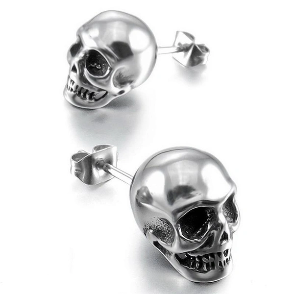 Unique Skull Stud Earrings Metal 3D Stereoscopic Sculpture Skeleton Jewelry