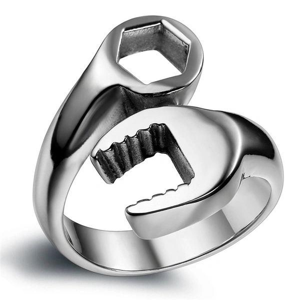 Fashion Biker Mechanic Wrench Stainless Steel Ring