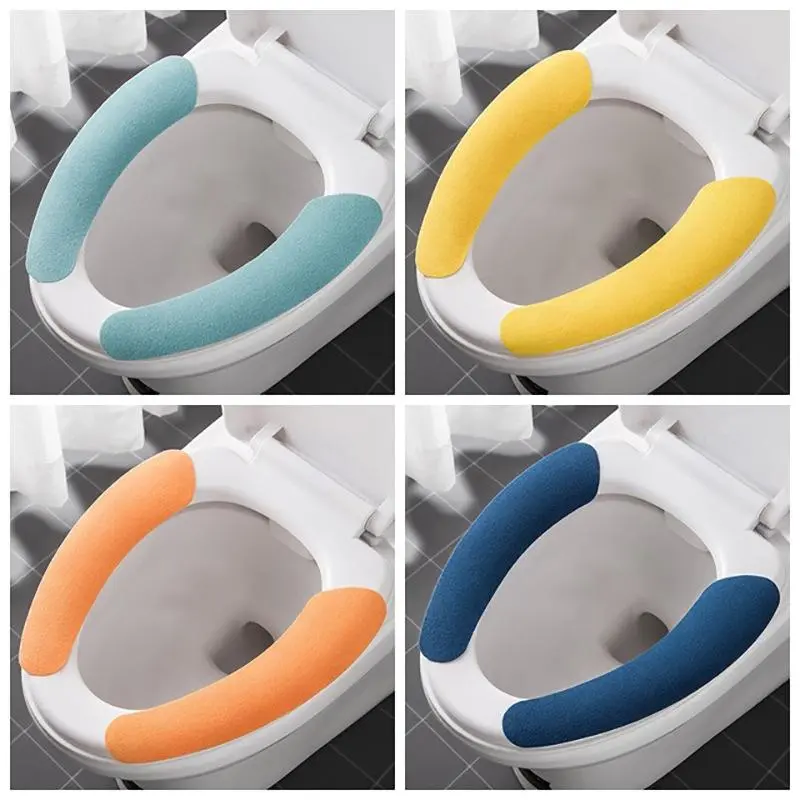 Toilet Seat Cover Soft Cartoon WC Paste Toilet Sticky Seat Pad Washable Bathroom Warmer Seat Lid Cover Pad Cushion