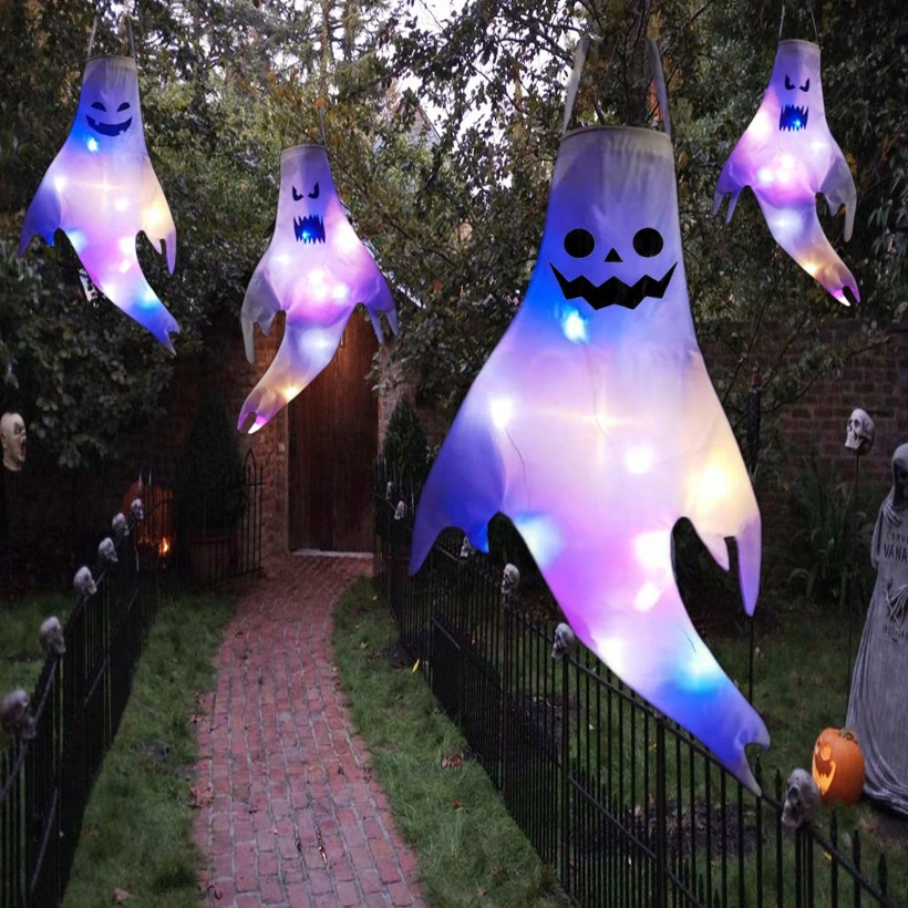 Large Size LED Halloween Ghost Outdoor Skeleton Horror Hanging Glowing Halloween Party Decoration