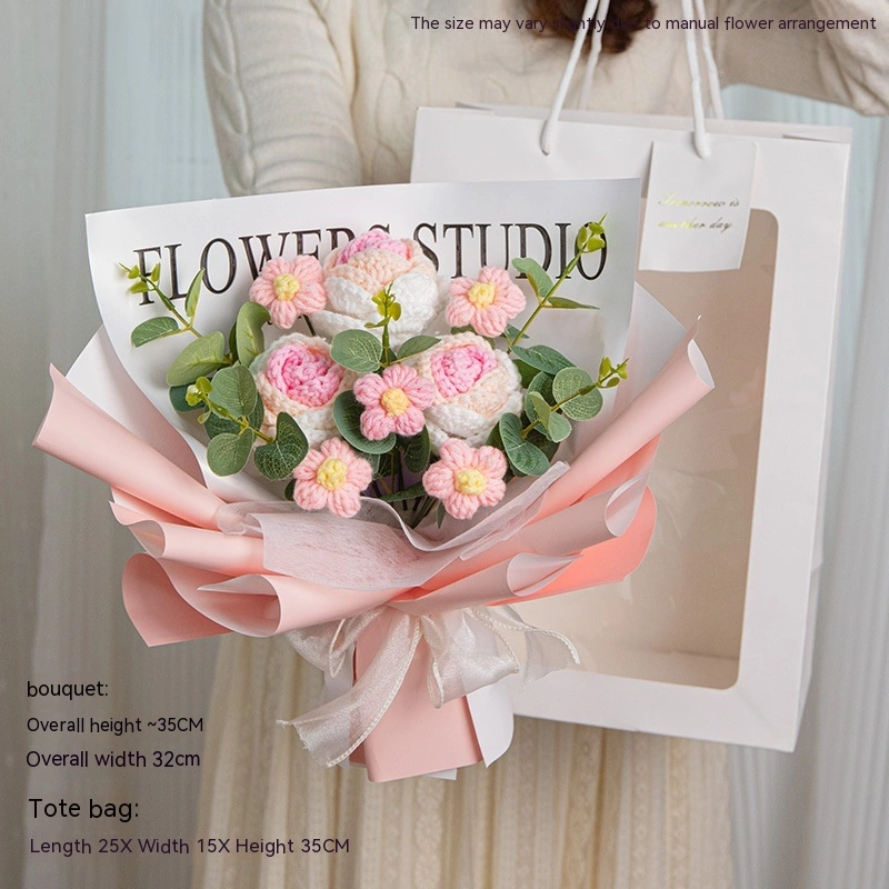 Teacher's Day Rose Hand-woven Bouquet Finished Gifts For Girlfriend Preserved Fresh Flower Dried Flowers