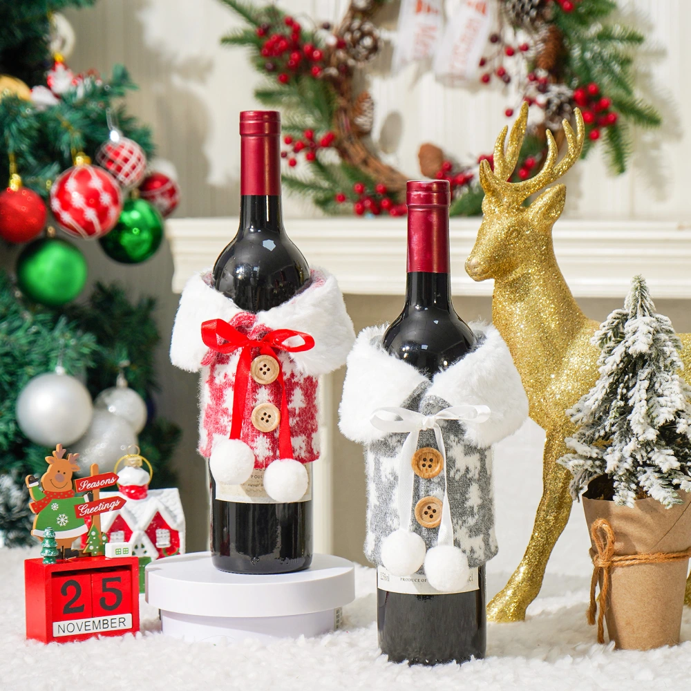 Fur Ball Knitted Wine Gift Box Christmas Decoration Atmosphere Supplies