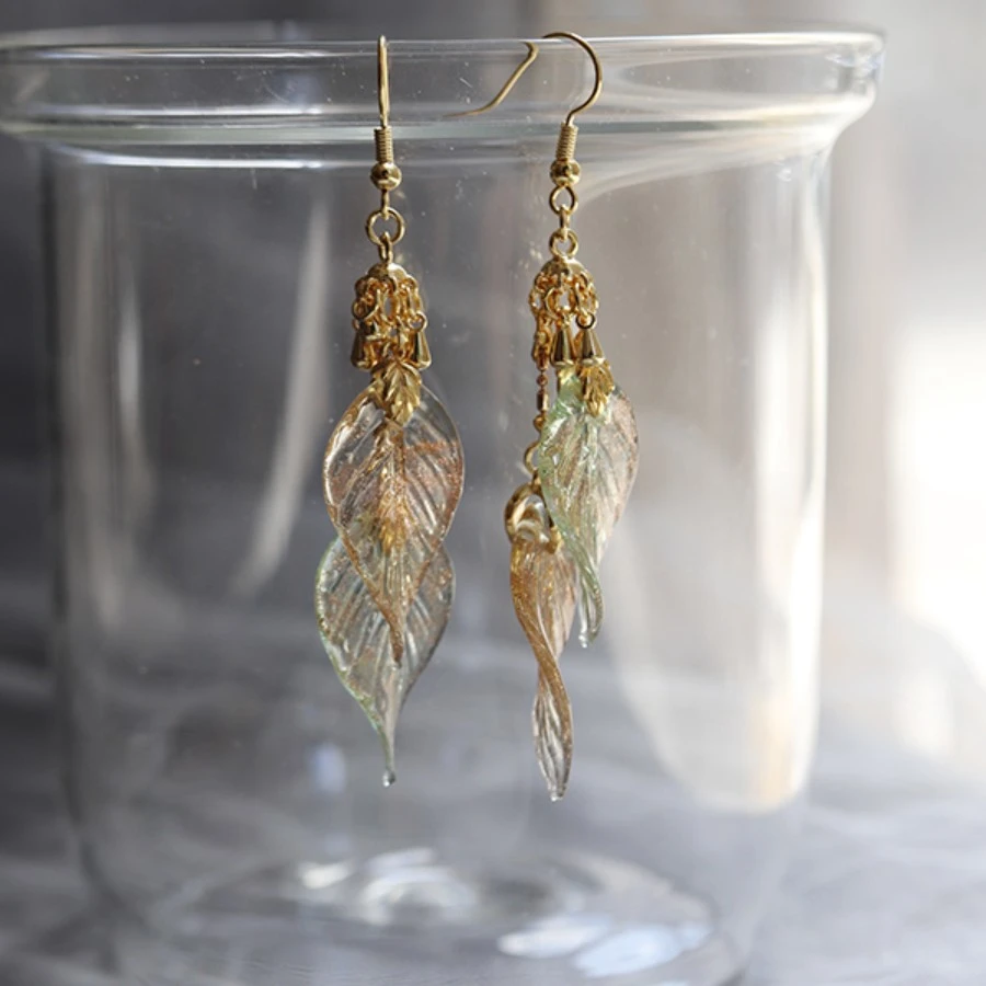 Brocade Cluster Leaf Earrings Lady