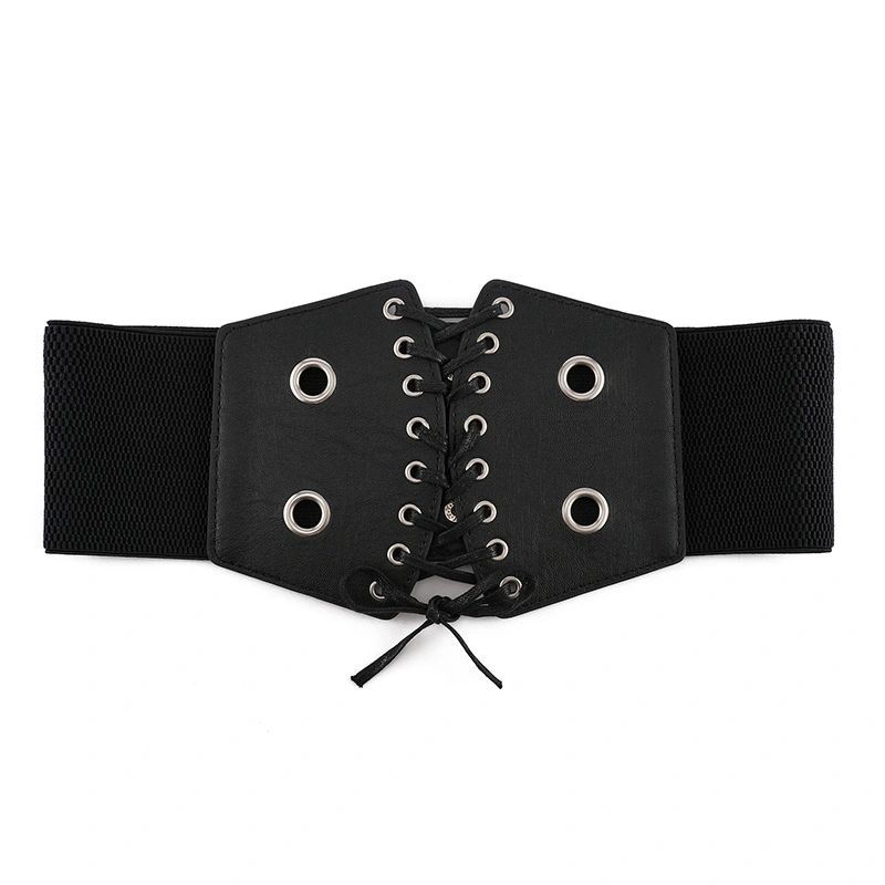 Women's Wide Decorative Elastic Elastic Waist Seal Black Strap Casual Versatile Belt Women